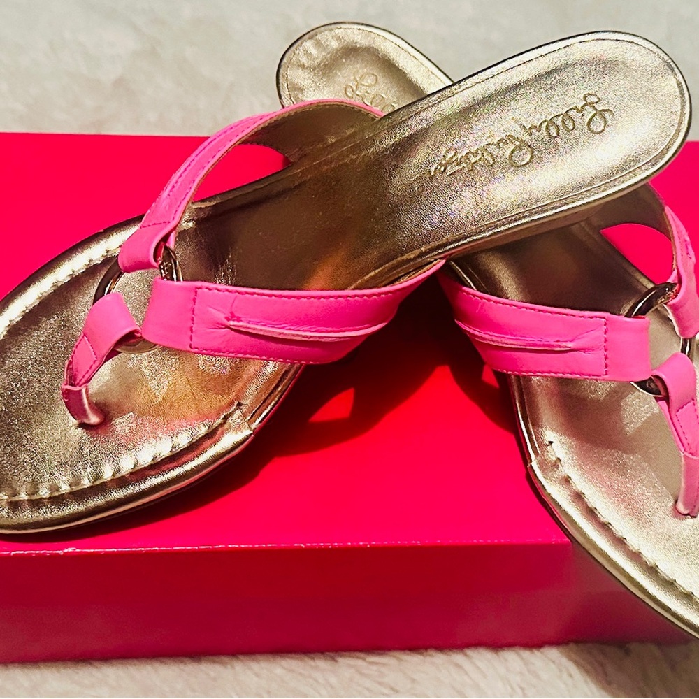Lilly Pulitzer Pink and Gold Sandals